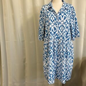 Blue and white dress